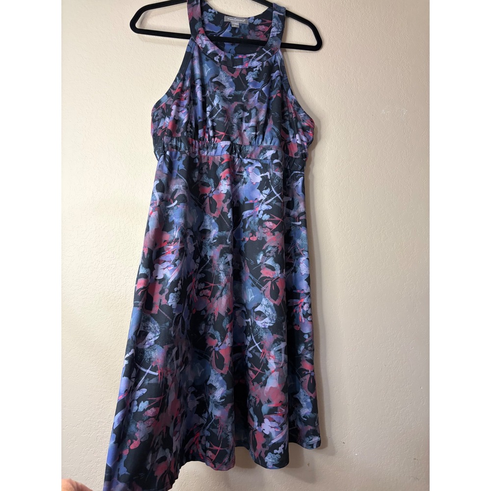 Peace & Pearls Womens XL Halter Dress Abstract Floral Racerback Blue Purple Pink